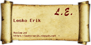 Lesko Erik névjegykártya